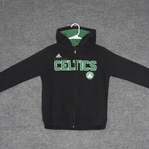 Boston Celtics Adidas Hoodie Kids Youth L Black Full Zip Sweatshirt‎ Sports Y2K